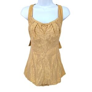 RARE VTG 1950s Iconic Cole of California Gold One Piece Swimsuit S/M Retro Pinup